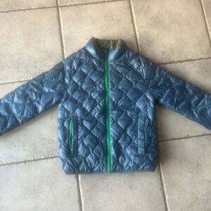 Crewcuts Quilted Jacket in Blue with Green Trim